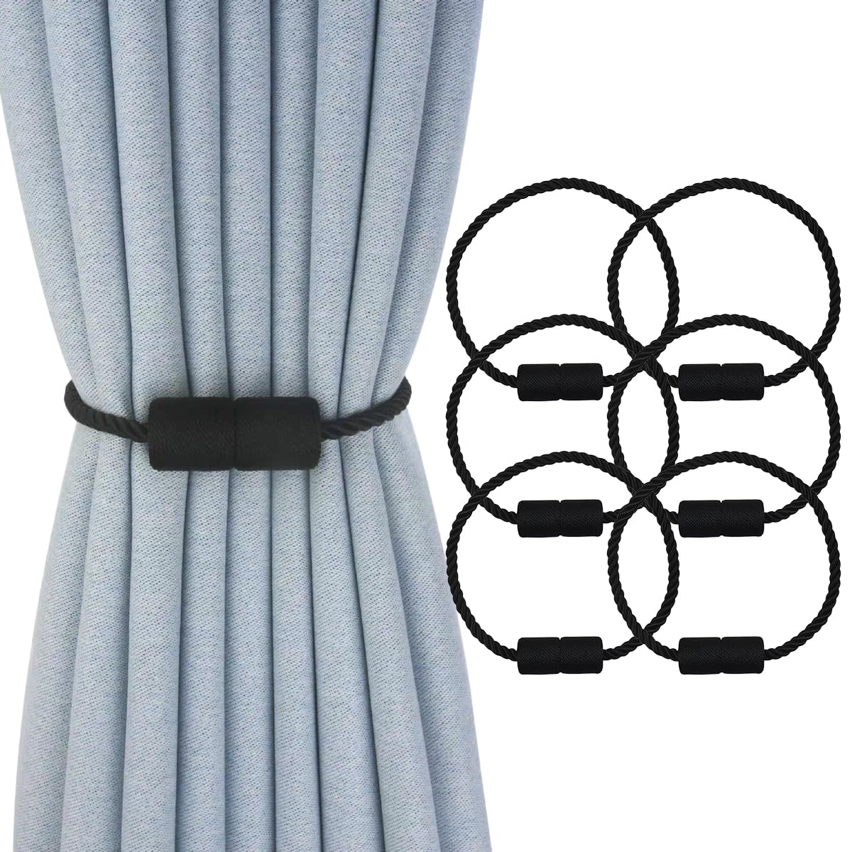 2 Pack Magnetic Curtain Tiebacks Modern Handmade Rope Curtain Tie Backs Decorative Drapes Holdbacks for Home Outdoor Bedroom Decorative Curtain (Beige)
