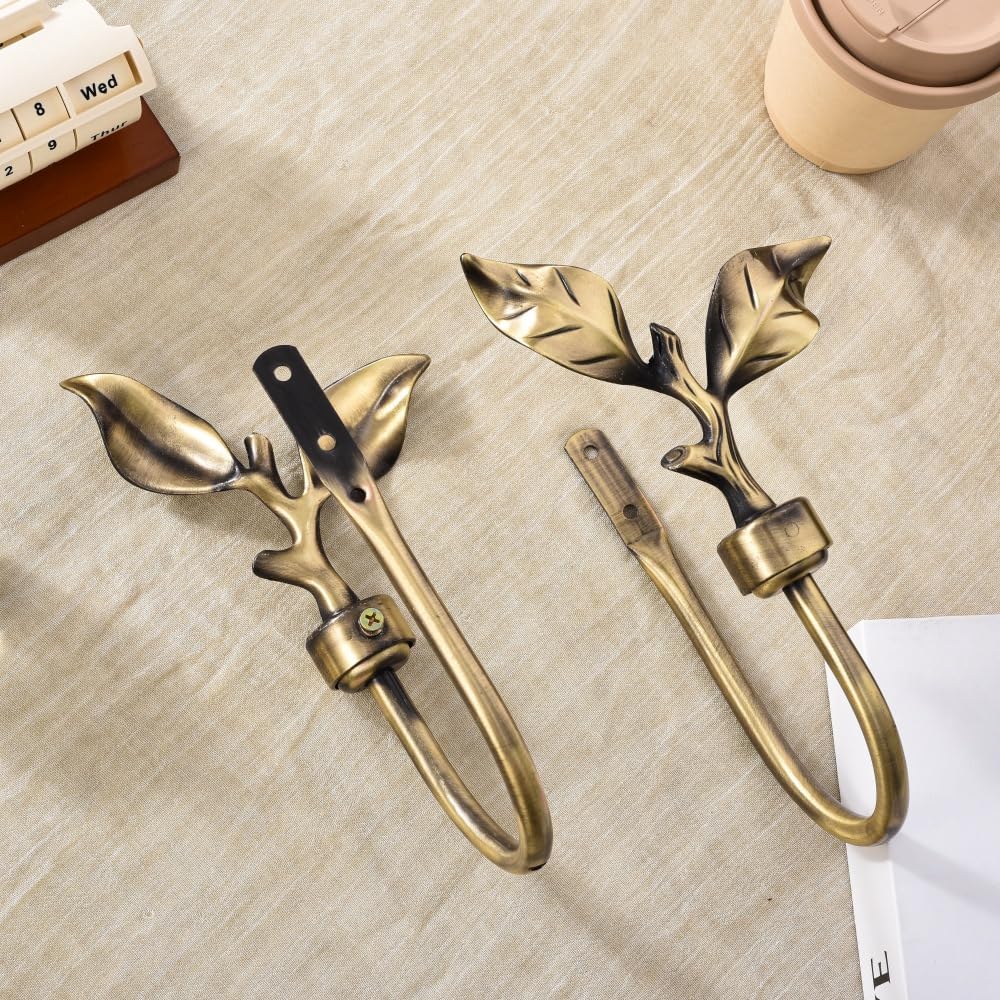 SUQ I OME Leaf Shaped Curtain Holdbacks, Bronze, 1 Pair