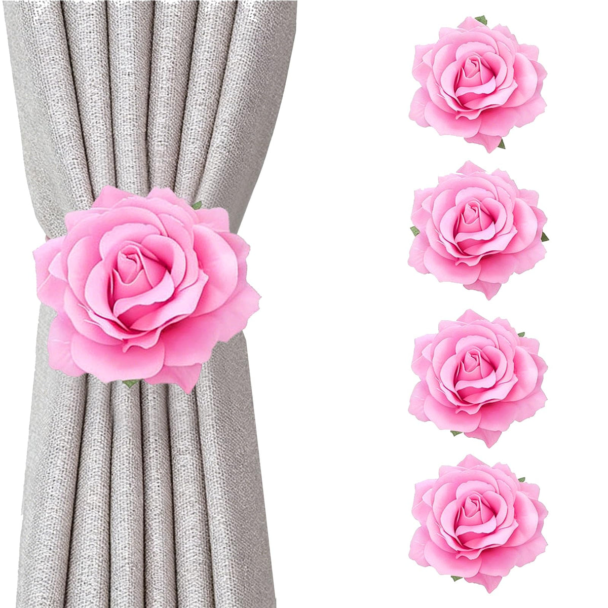 Magnetic Curtain Tiebacks, Rose Flower Tie Backs Rope
