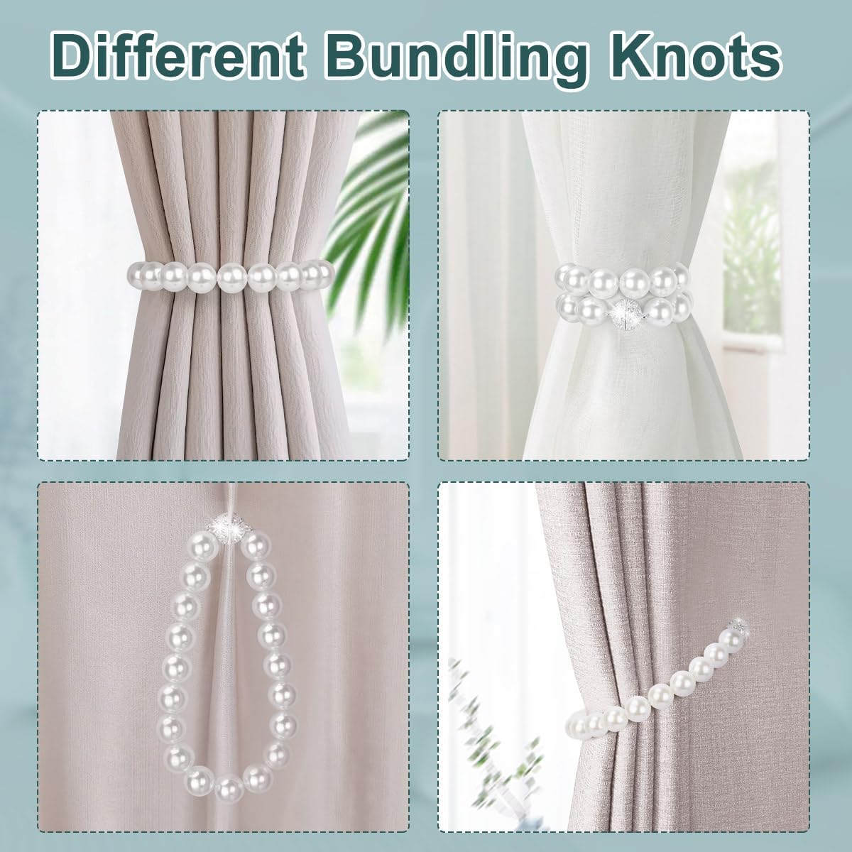 AULEEP Magnetic Curtain Tiebacks Holdbacks Pearl Curtain Holders 2 Pack