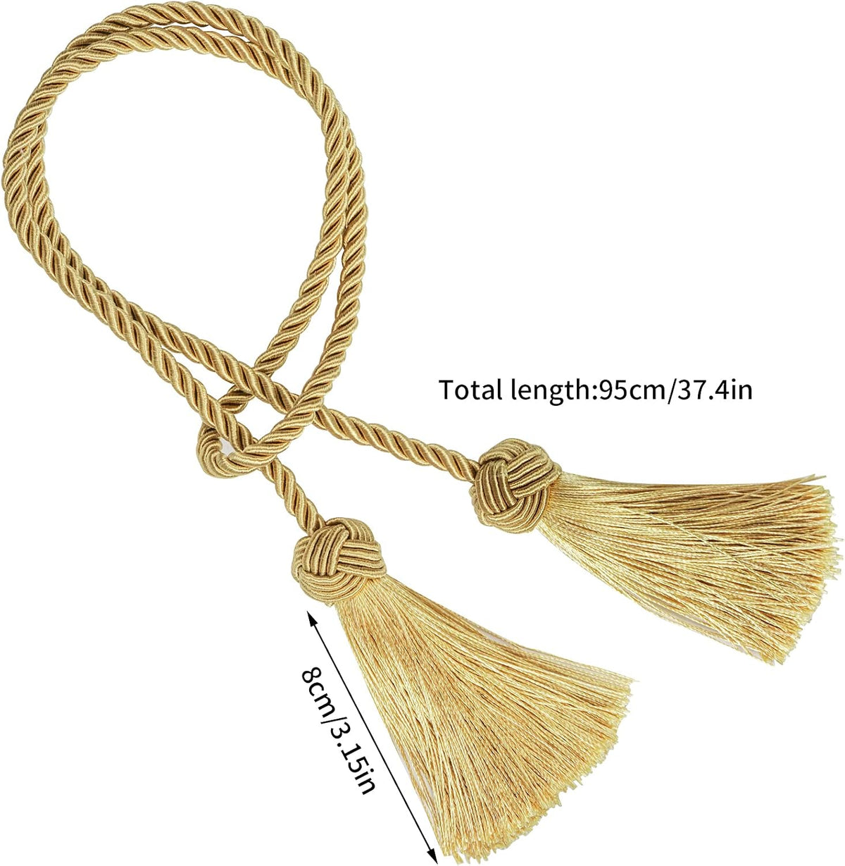 4 Pack Curtain Tiebacks Window Curtain Tiebacks Decorative Tassels Tieback Gold Rope with Tassels for Home Window Office Decoration(Gold)