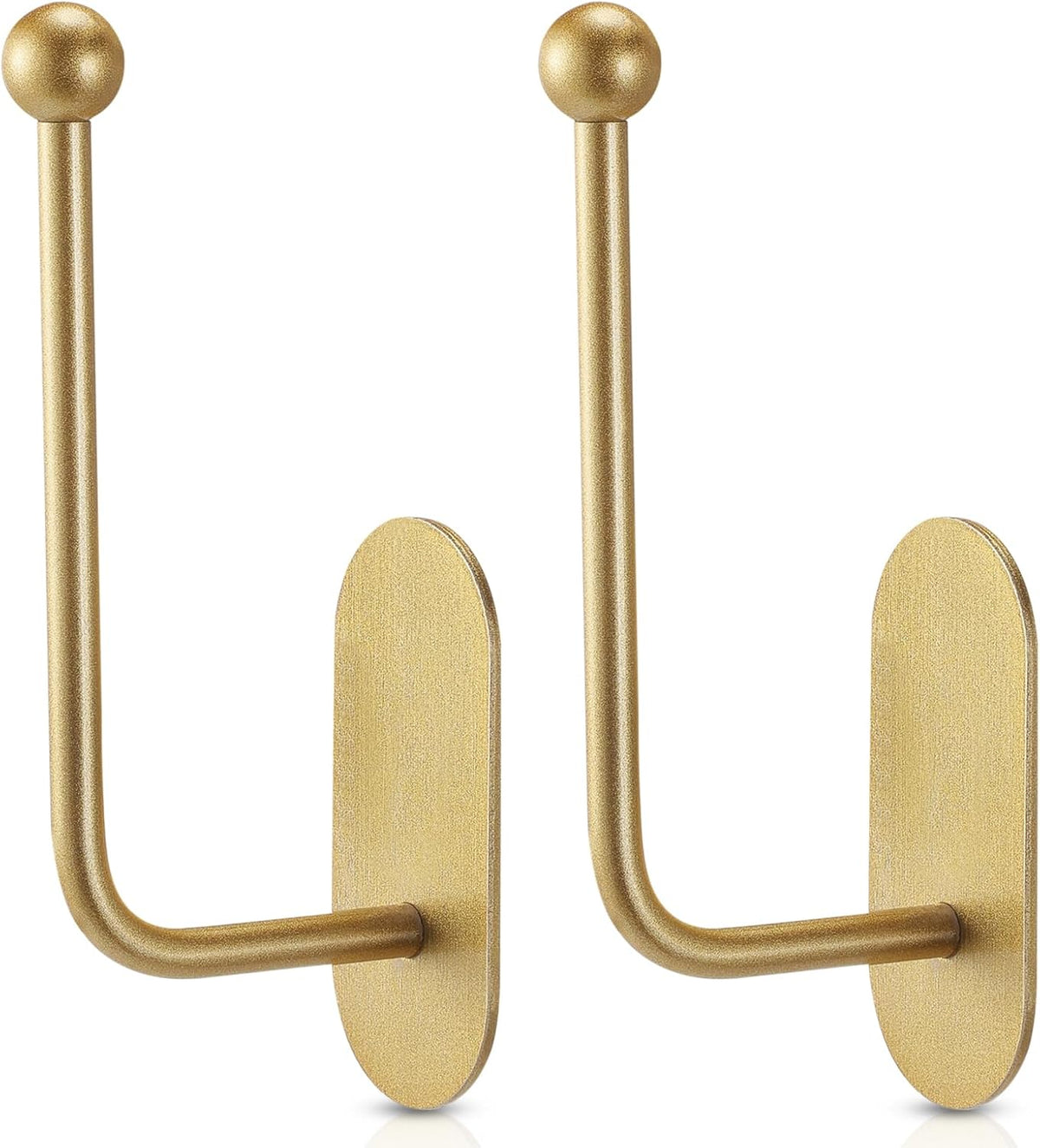 CroBlissful 2 Pcs Adhesive Curtain Holdbacks No Drill Window Hook,Gold