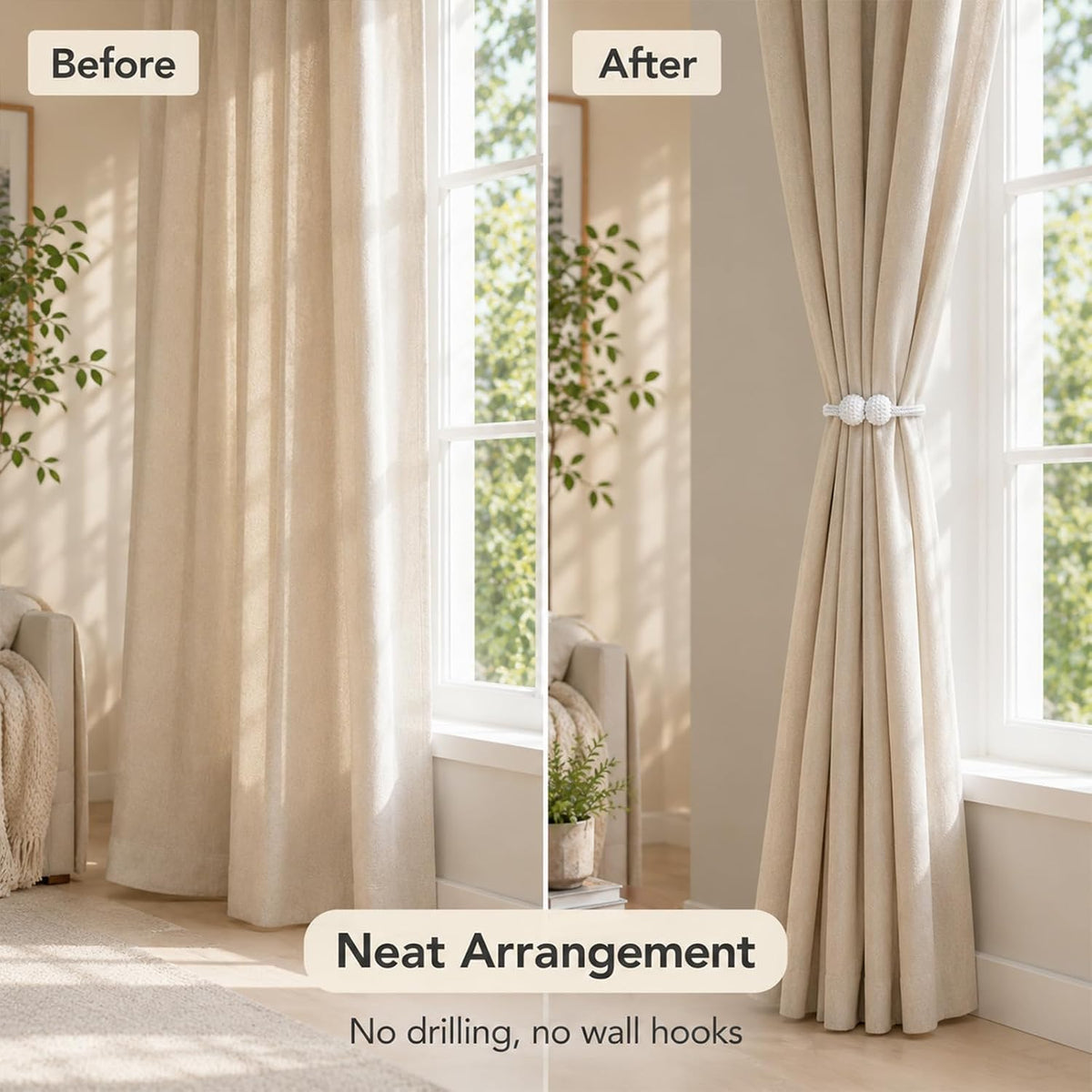 Magnetic Curtain Tiebacks 16 Pack White