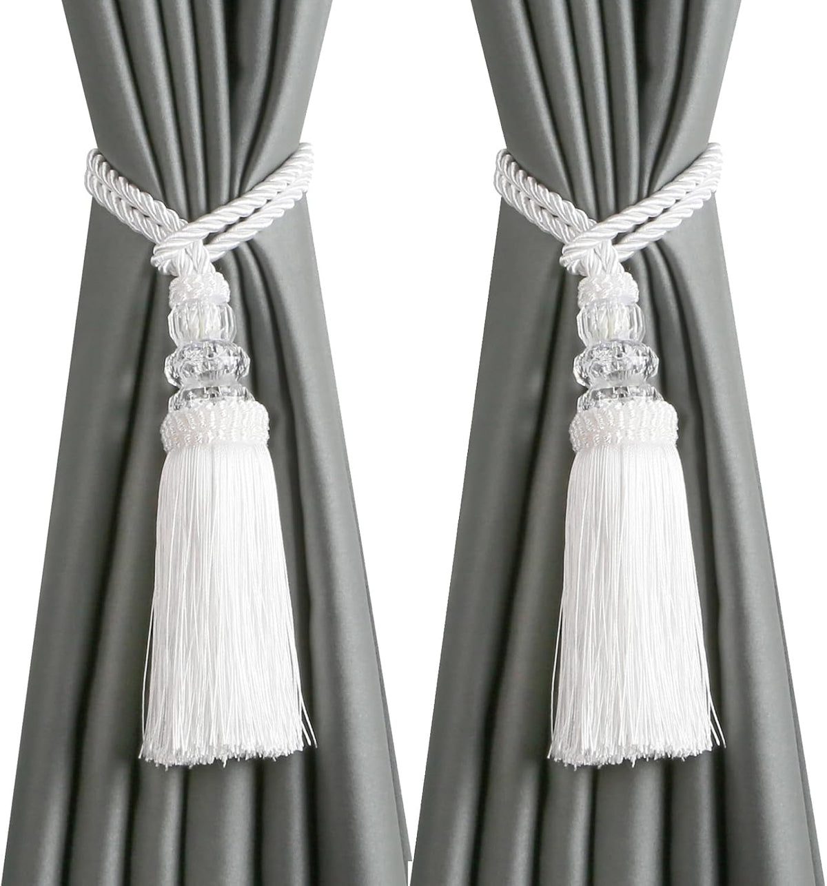 2 Pack Curtain Tiebacks with Tassel, White
