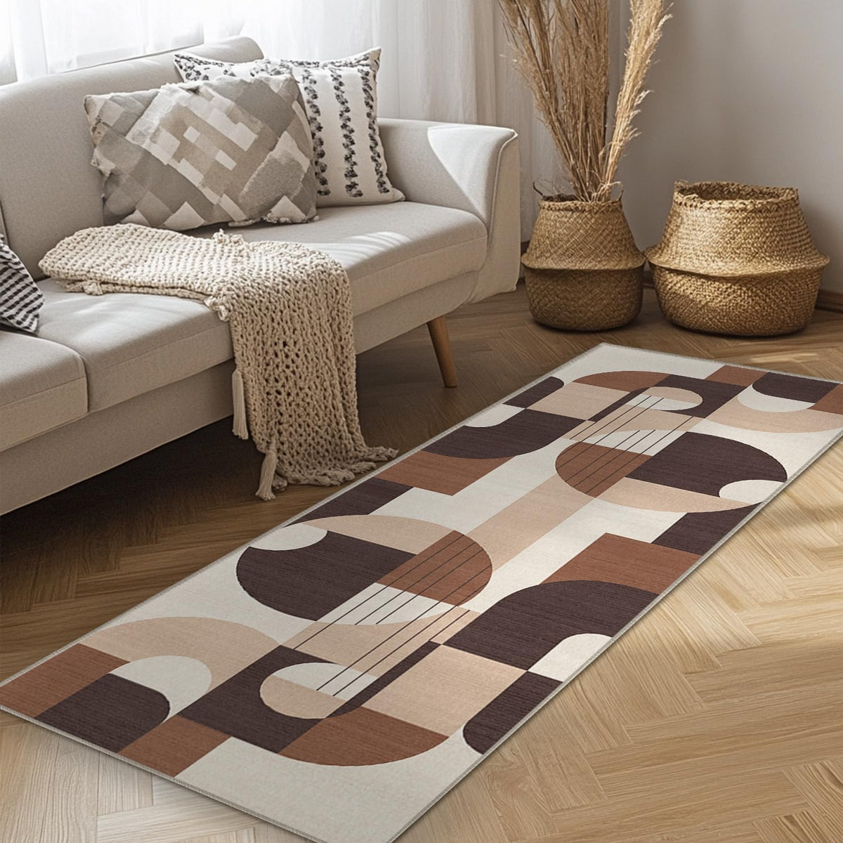 5x7 Area Rug Colorful Boho Geometric Carpet Modern Abstract Large Rug for Living Room Bedroom Machine Washable Non-Slip Rug for Dining Room Kids Playroom Office