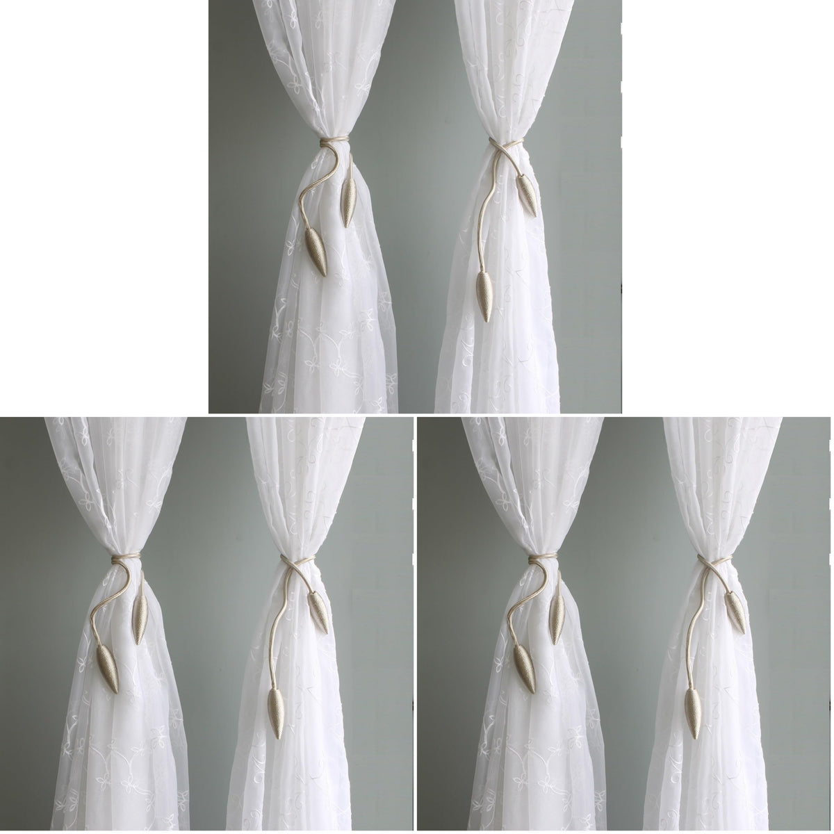 Valea Home 2 Pieces Curtain Tiebacks Clips Creative Window Drape Twist Tie Backs European Style Custom Made Curtain Holders Decorative Draperies Holdbacks, Black
