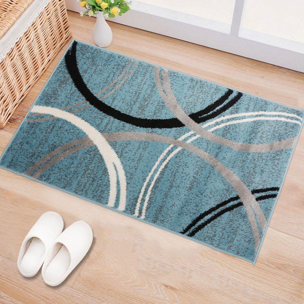 Rugshop Wavy Circles Fade-Resistant Living Room Area Rug Gray 5'3" x 7'3"