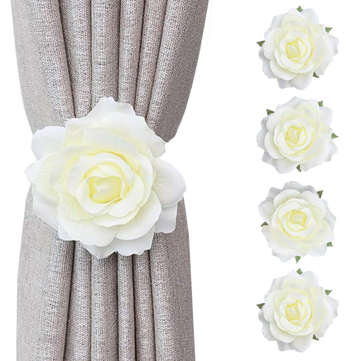 Magnetic Curtain Tiebacks, Rose Flower Tie Backs Rope