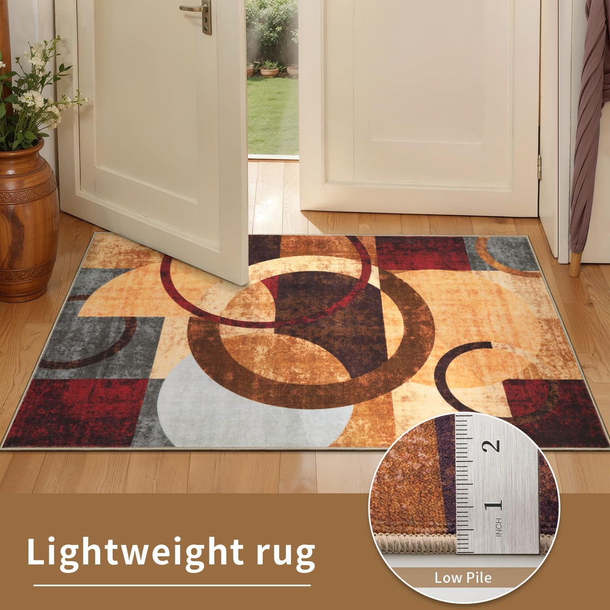 Ciicool 6x9 Area Rug Living Room Rug, Soft Geometric Washable Carpet Brown