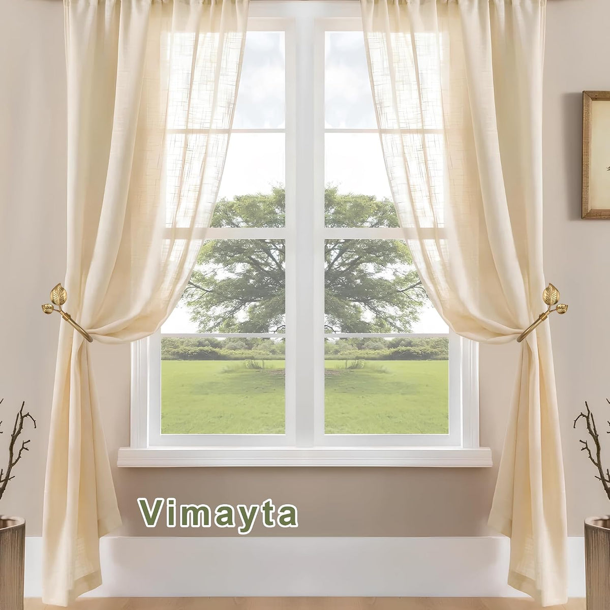 Leaf-Shaped Curtain Holdbacks 2pcs, Wall Mounted Alloy Curtains Side Holders, Curtain Tie Backs Hooks for Drapes Window Home Decoration, Brushed BlackBrushed Gold