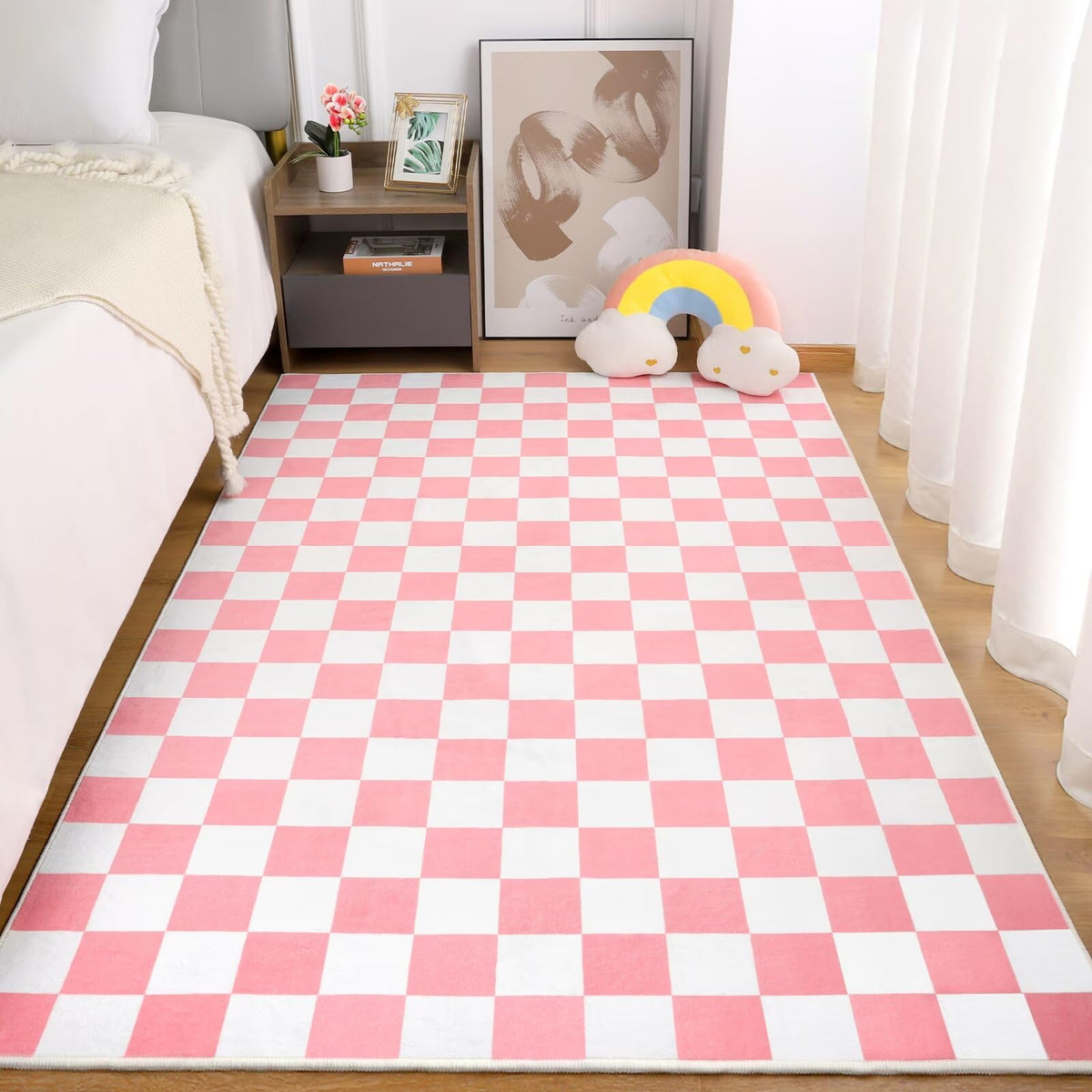 Terrug Multicolored Geometric Checkered Rug for Living Room, 5x7 Area Rugs