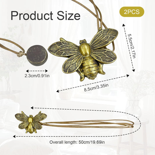 Bronze Flying Bee Magnetic Curtain Tiebacks - 2 Pack Resin Holdbacks