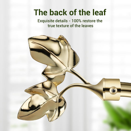 Leaf Shaped Curtain Holdbacks 2pcs, Handmade Metal Curtain Side Holders for Wall, Antique Brass Curtain Tieback Hook Pull Backs for Drapes Window Home Decoration (Gold)