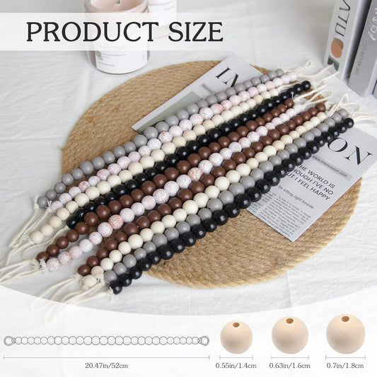 Hion 2-Pack Curtain Tiebacks,Curtain Holdbacks,Boho Wood Bead Tie Backs