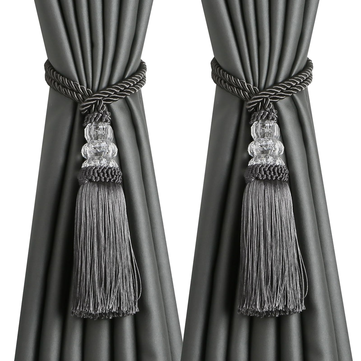 2 Pack Curtain Tiebacks with Tassel, White