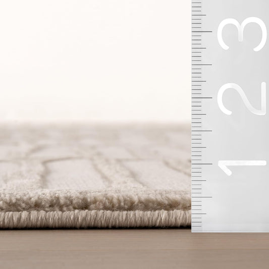 nuLOOM Kailani Cream Geometric Washable Area Rug, 7' x 9'