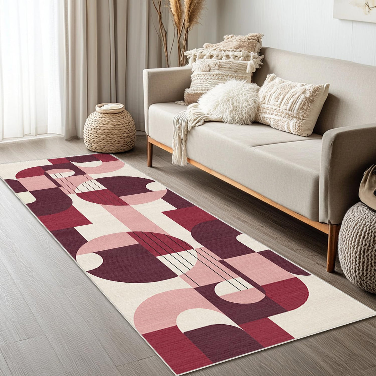 5x7 Area Rug Colorful Boho Geometric Carpet Modern Abstract Large Rug for Living Room Bedroom Machine Washable Non-Slip Rug for Dining Room Kids Playroom Office