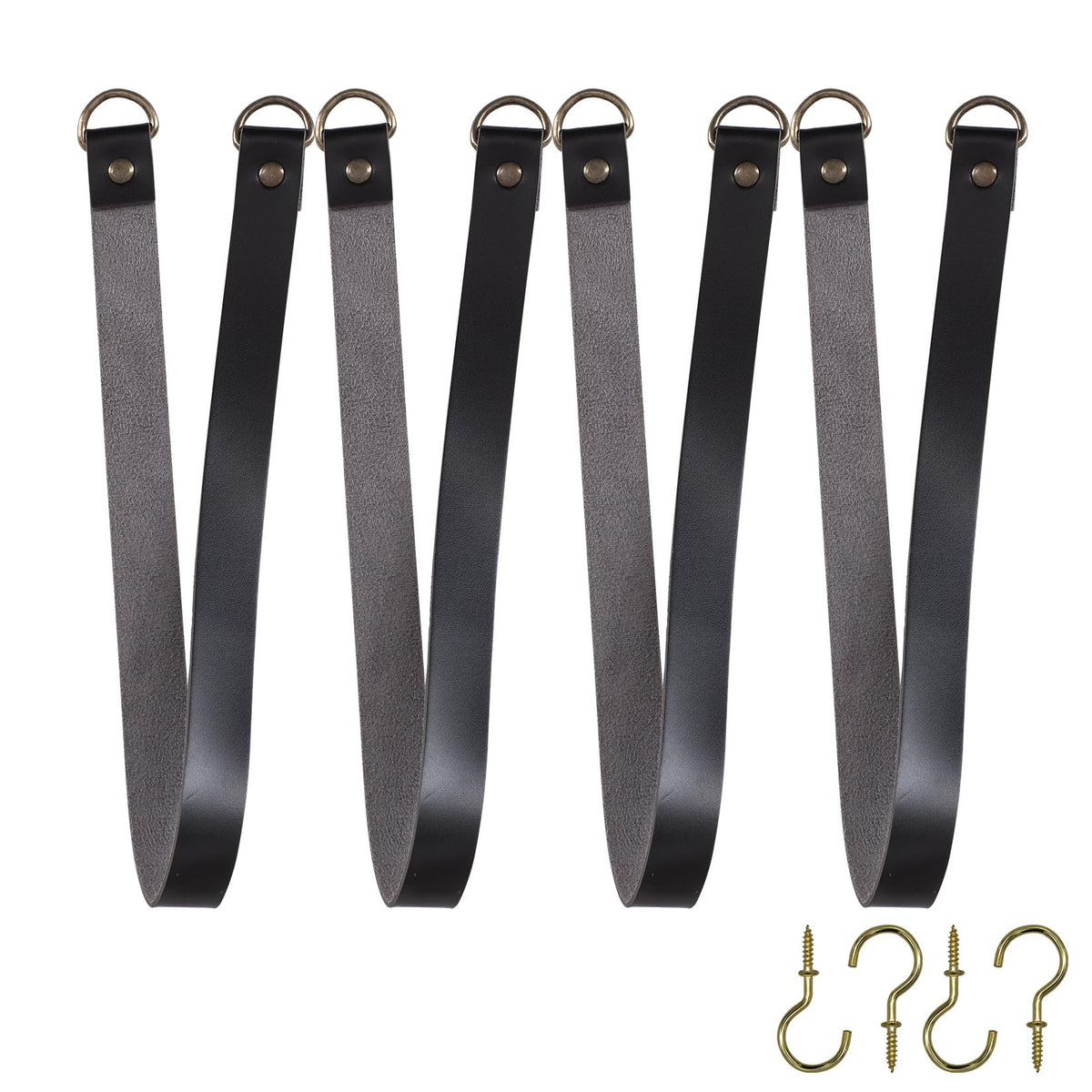 HOME QUEEN Faux Leather Curtain Tiebacks with Hooks, 2 Pack, Chocolate