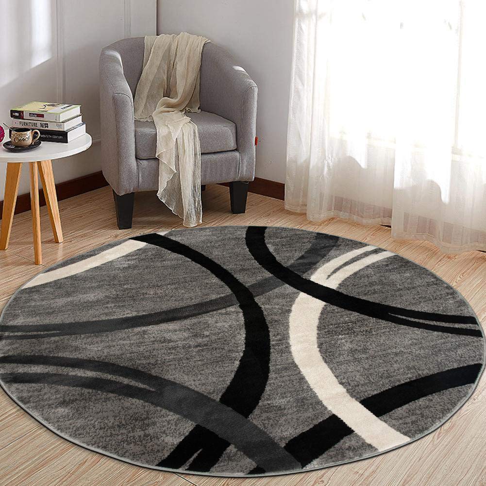 Rugshop Wavy Circles Fade-Resistant Living Room Area Rug Gray 5'3" x 7'3"