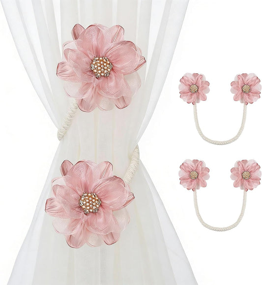 AULEEP Flower Curtain Holdbacks Tiebacks for Drapes Curtain Ties 2 Pack