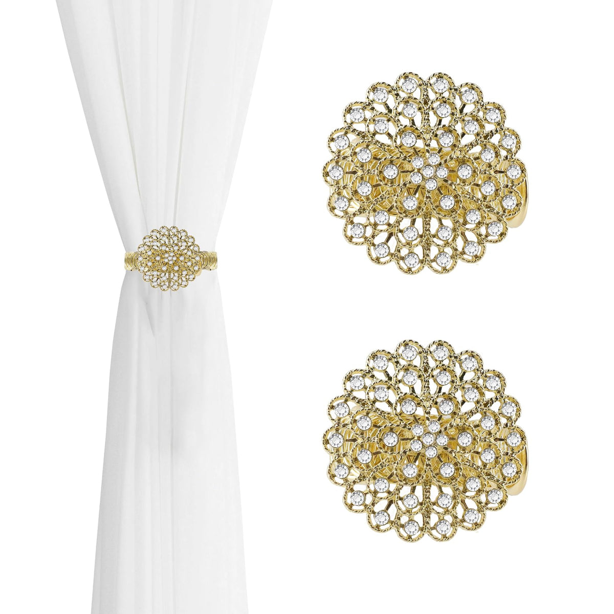 Silver Butterfly Curtain Tiebacks No-Drill, 2 Packs