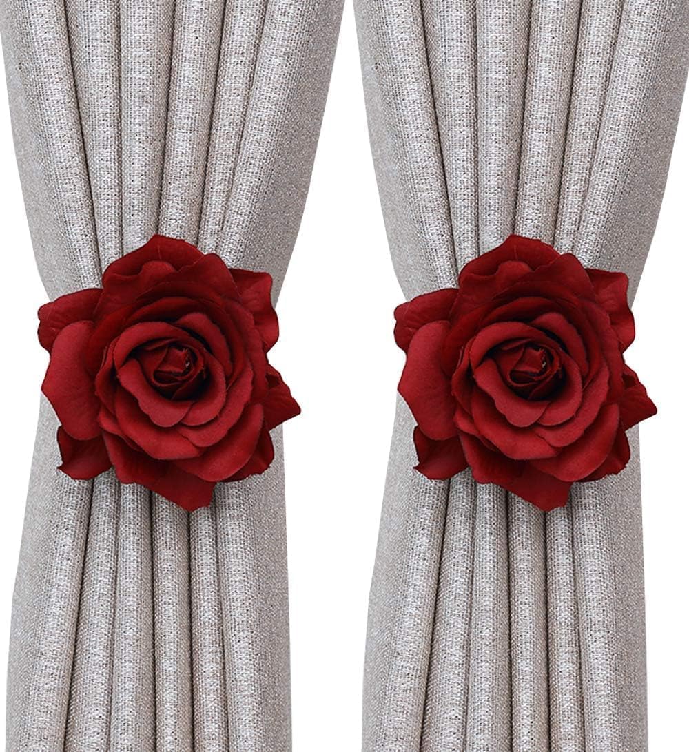 Magnetic Curtain Tiebacks, Rose Flower Tie Backs Rope