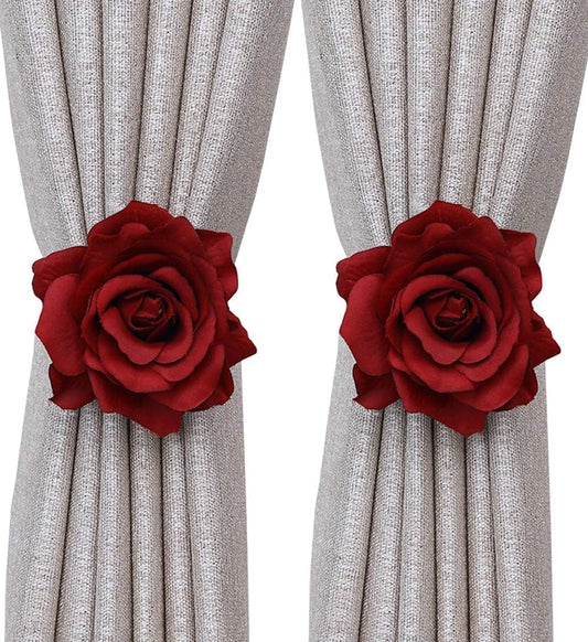 Magnetic Curtain Tiebacks, Rose Flower Tie Backs Rope