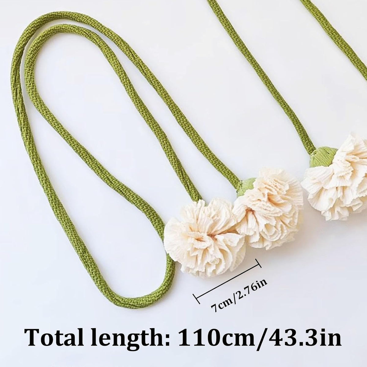 Handmade Curtains Tiebacks, Boho Flower Curtain Tie Backs Curtain Holder Tie Backs for Curtains Braided,Cute Flower Curtain Ties Decorative Rope for Bedroom Window Treatment (Orange)