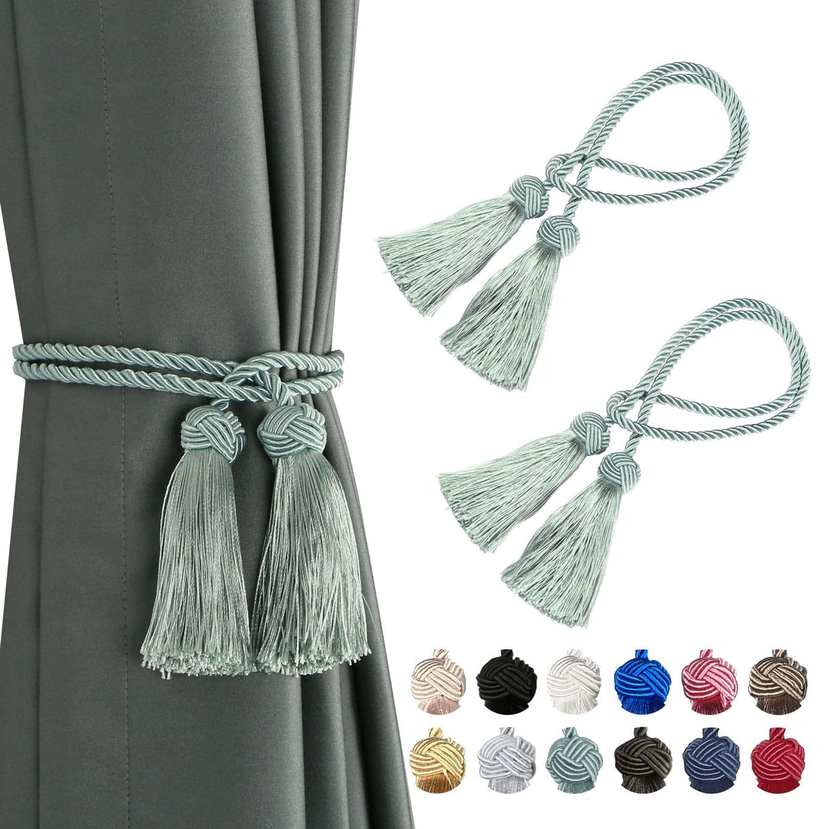 BEL AVENIR 2 Pack Handmade Rope Tassel Curtain Tiebacks
