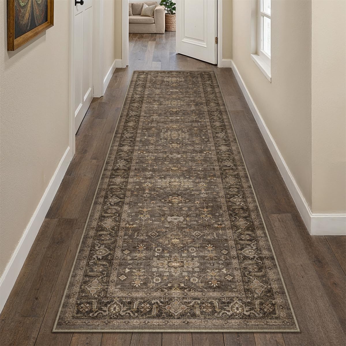 8x10 Dark Brown Vintage Area Rug