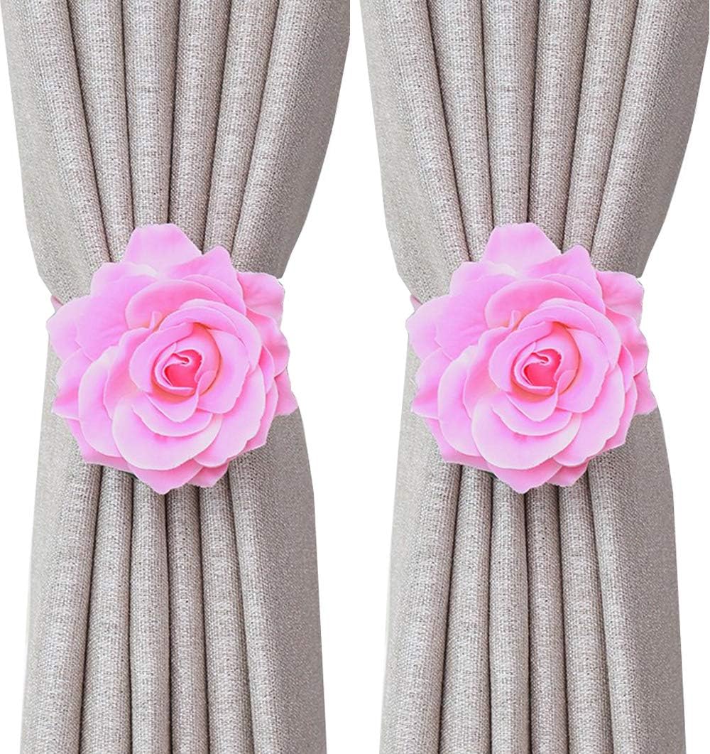 Magnetic Curtain Tiebacks, Rose Flower Tie Backs Rope