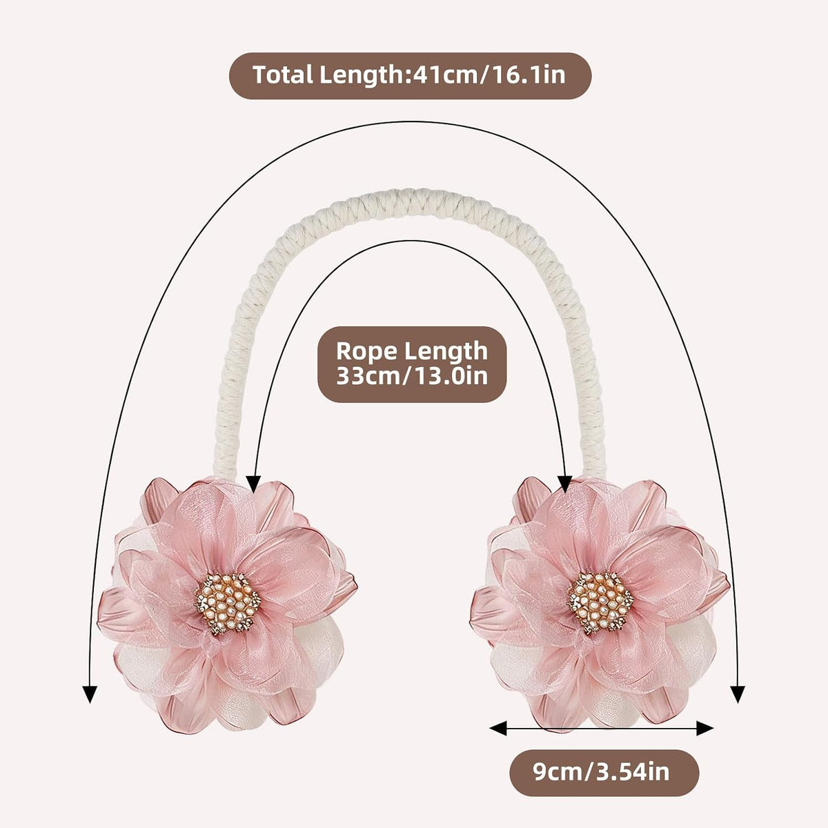 AULEEP Flower Curtain Holdbacks Tiebacks for Drapes Curtain Ties 2 Pack