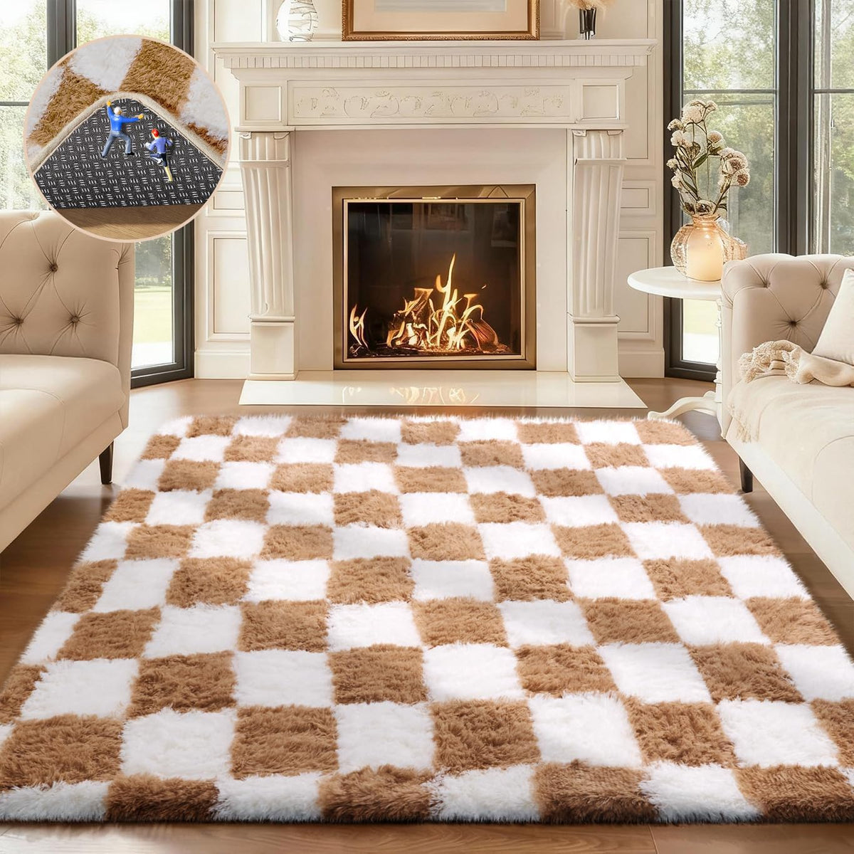 Ophanie Leopard Rugs for Bedroom Living Room, Cheetah Print Rug Fluffy Shag Large Fuzzy Plush Soft Throw,Large Shaggy Floor Faux Animal Throw 4x6 Carpets,Decor Aesthetic with Over 99 pcs Pile fibers