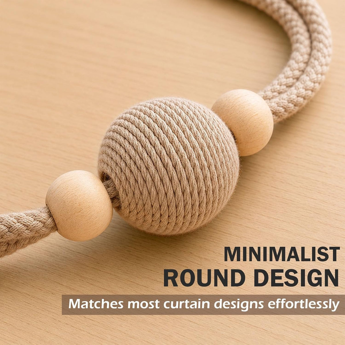 2 Pack Magnetic Curtain Tiebacks, Minimalist Curtain Holdbacks (Brown)