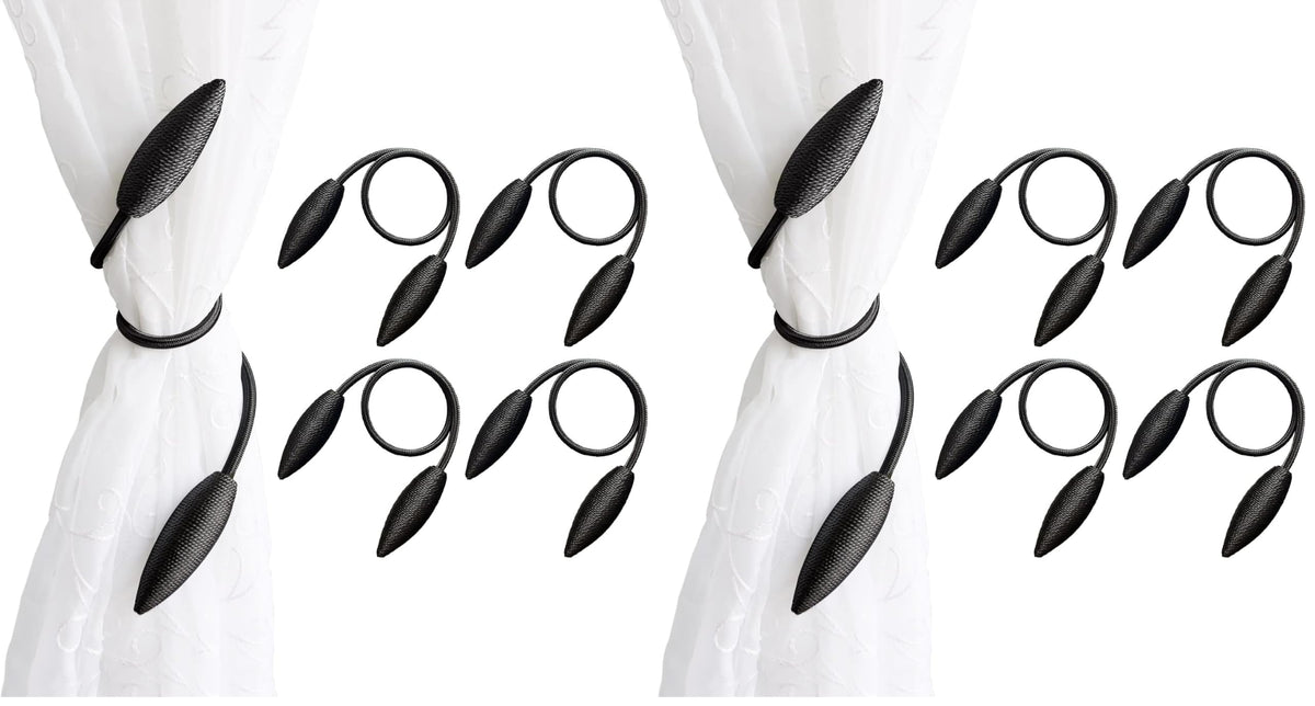 Valea Home 2 Pieces Curtain Tiebacks Clips Creative Window Drape Twist Tie Backs European Style Custom Made Curtain Holders Decorative Draperies Holdbacks, Black