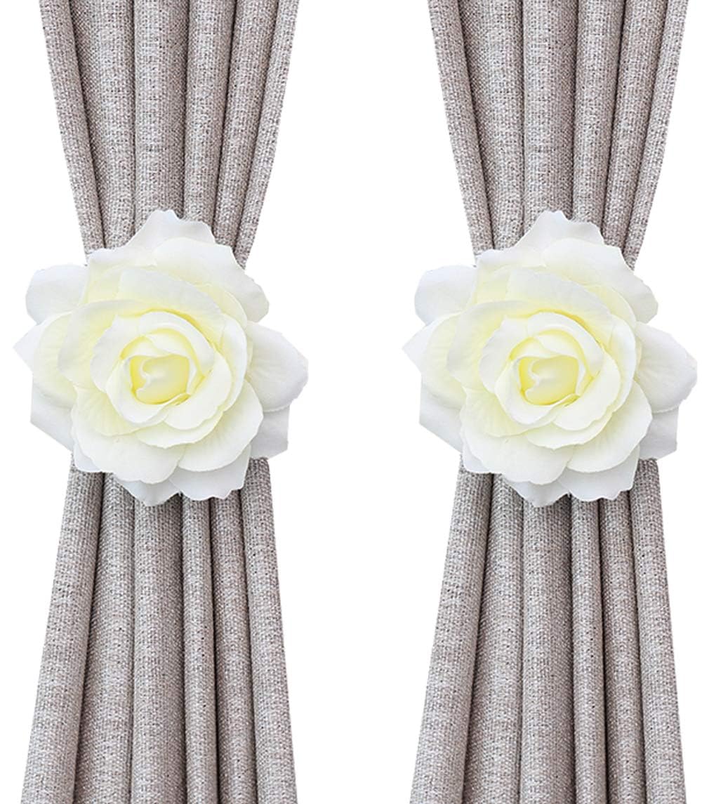 Magnetic Curtain Tiebacks, Rose Flower Tie Backs Rope