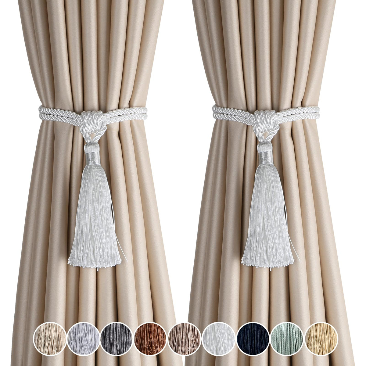 4 Pack Curtain Tiebacks Handmade Tassel Rope Curtain Holdbacks