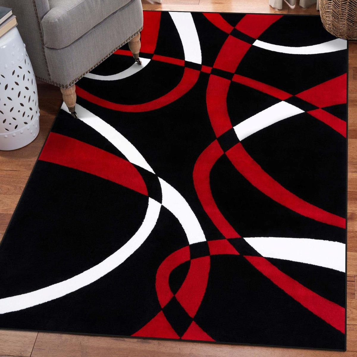 Luxe Weavers Geometric Abstract Area Rug Navy 5x7