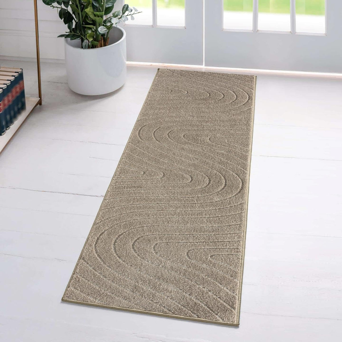 LUXE WEAVERS Modern Geometric Wave Cream 6x9 Area Rug