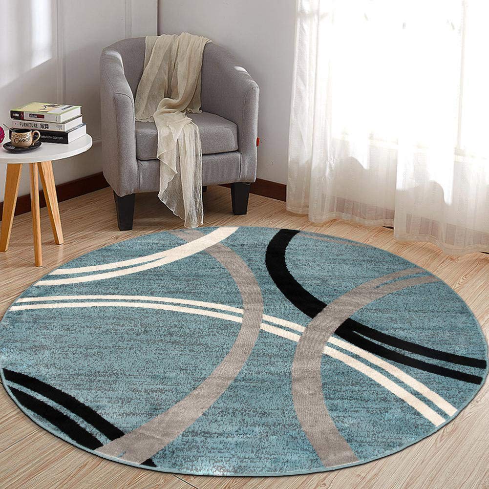 Rugshop Wavy Circles Fade-Resistant Living Room Area Rug Gray 5'3" x 7'3"