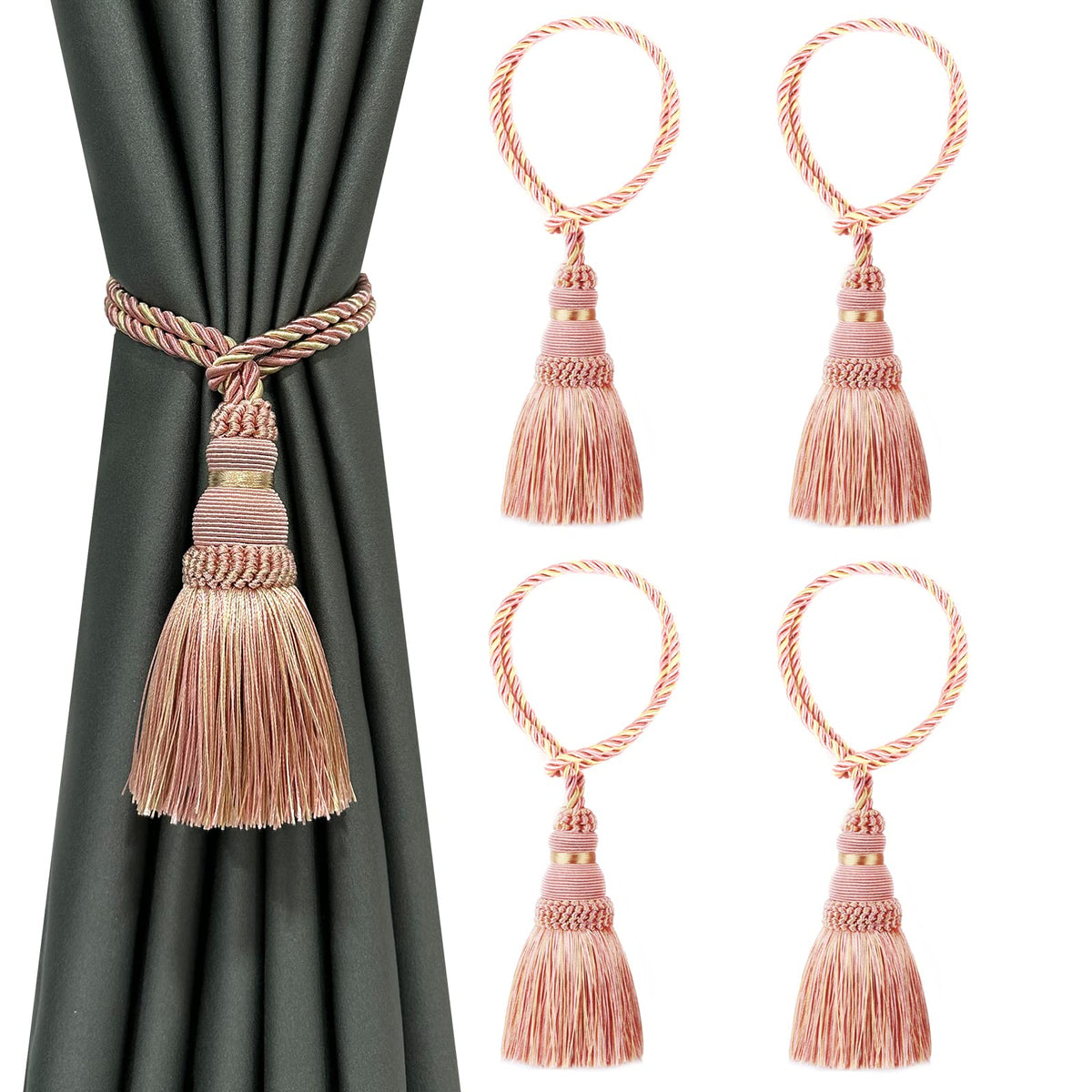 2 Pack Curtain Tie Backs Rope Tassels for Curtain Holdback