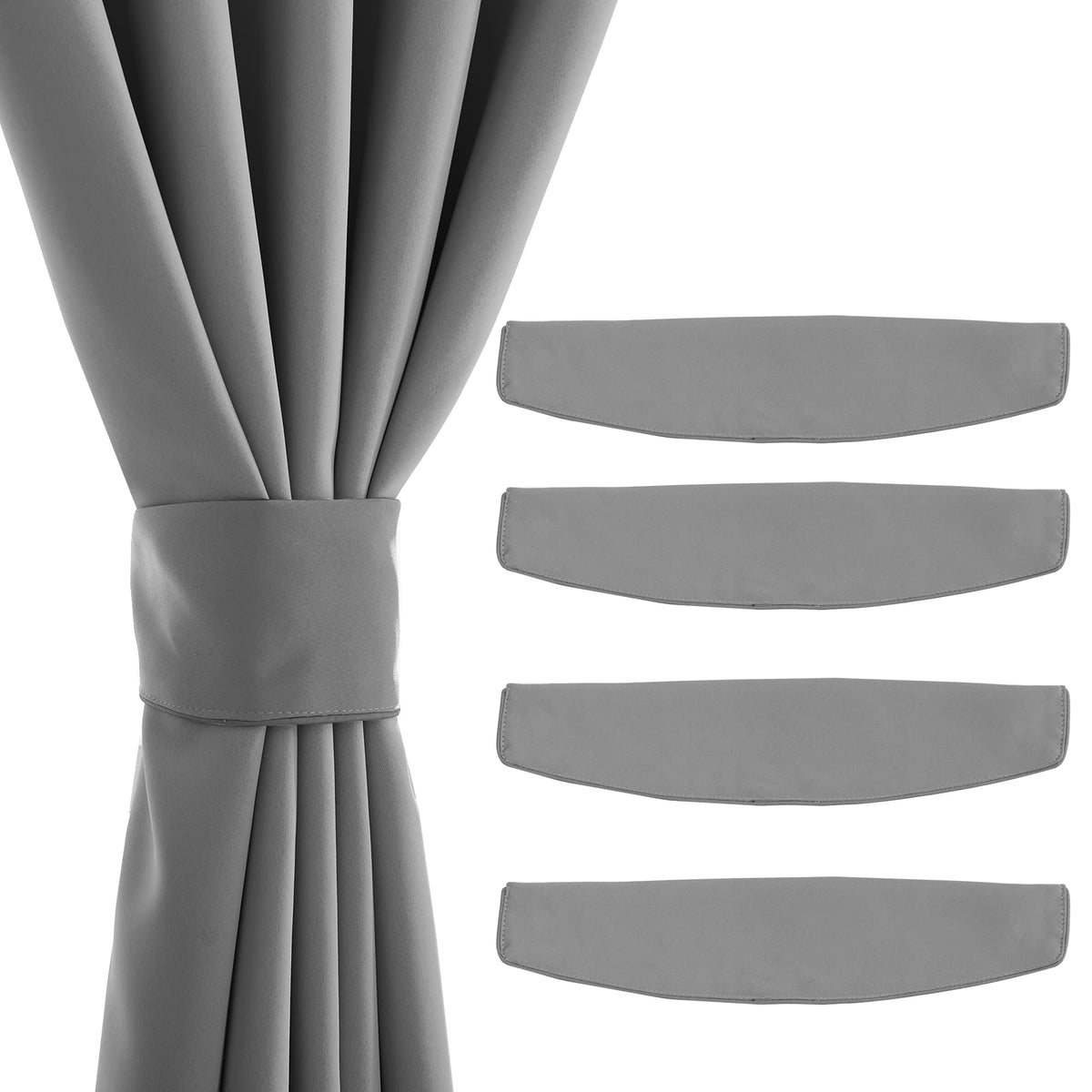 NICETOWN Strong Magnetic Curtain Tiebacks - Natural Decorative Curtain Ties Wide Straps Holdbacks for Modern Curtains (White,11.8 X 4 Inches, Set of 4,Suitable for 29”- 52" Wide)