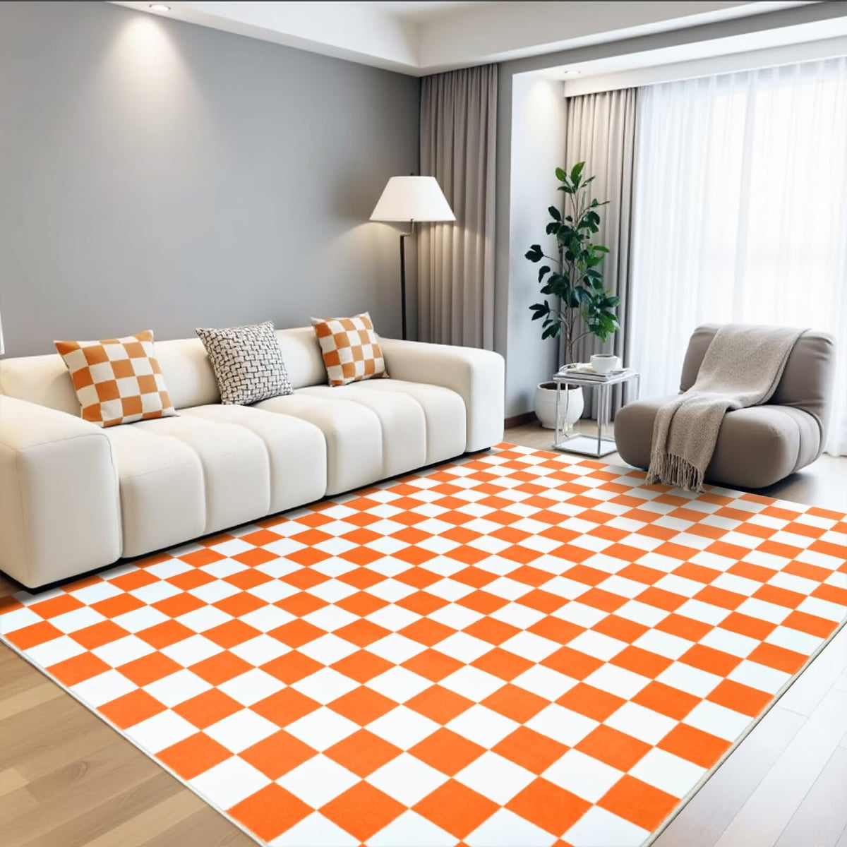 Terrug Multicolored Geometric Checkered Rug for Living Room, 5x7 Area Rugs