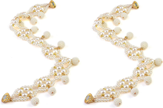 SUQ I OME Magnetic Pearl Beaded Curtain Tieback, White, 1 Pair