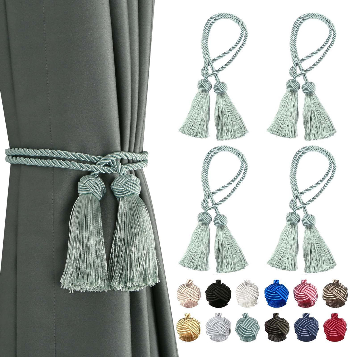 BEL AVENIR 2 Pack Handmade Rope Tassel Curtain Tiebacks