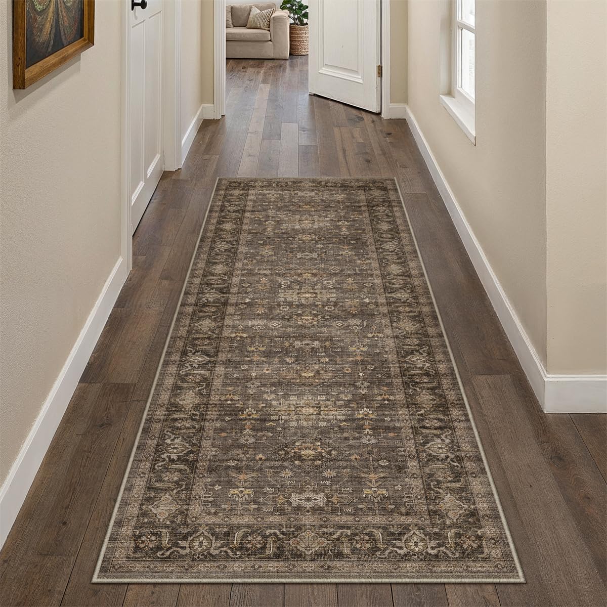 8x10 Dark Brown Vintage Area Rug