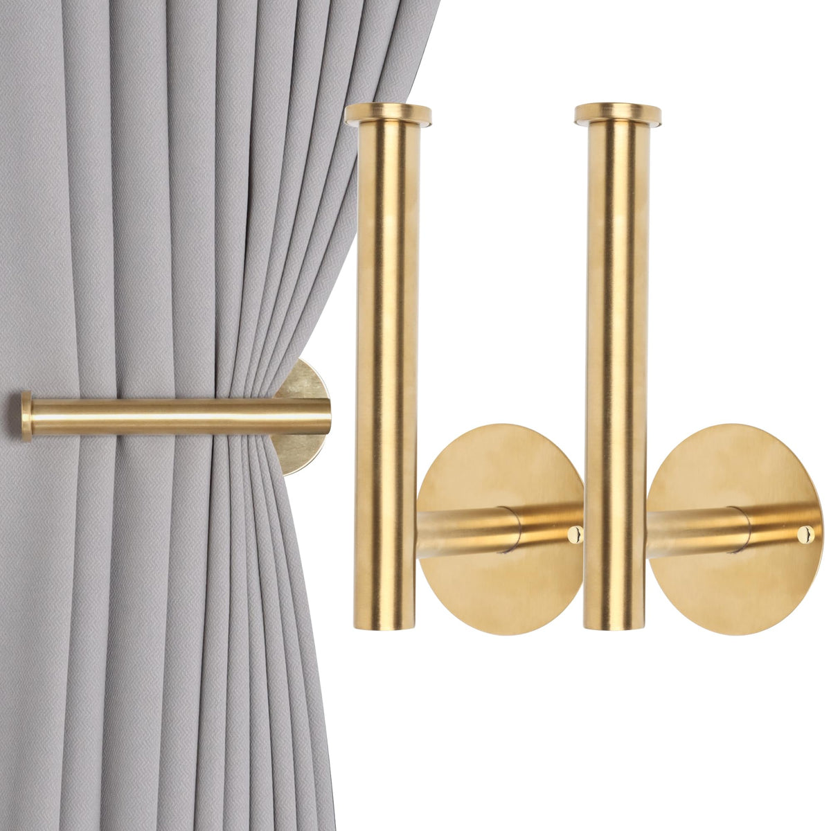 Groleca 2 Pack Curtain Holdbacks No Drill Curtain Tiebacks Self-Adhesive/Screw-in Curtain Holdbacks Curtain Pull Backs Curtain Hooks Curtain Holders Curtain Tie Backs for Curtains (2, Black)