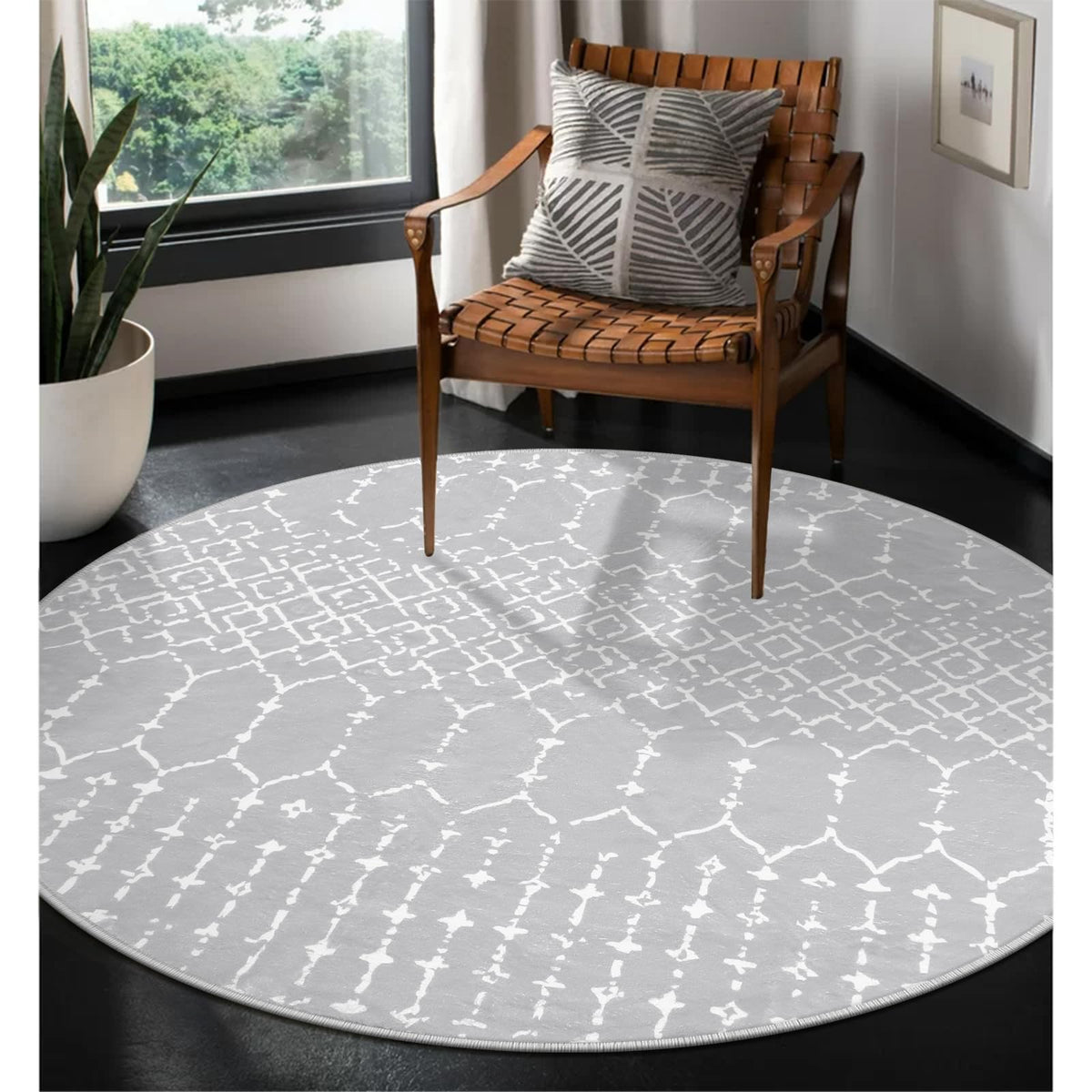 Lahome Moroccan Black Area Rug for Living Room 3x5 Non-Slip Washable Stain Resistant Large Kitchen Rugs Throw Low-Profile Soft Bedroom Carpet Geometric Print Rug for Entryway Dining Room Hana