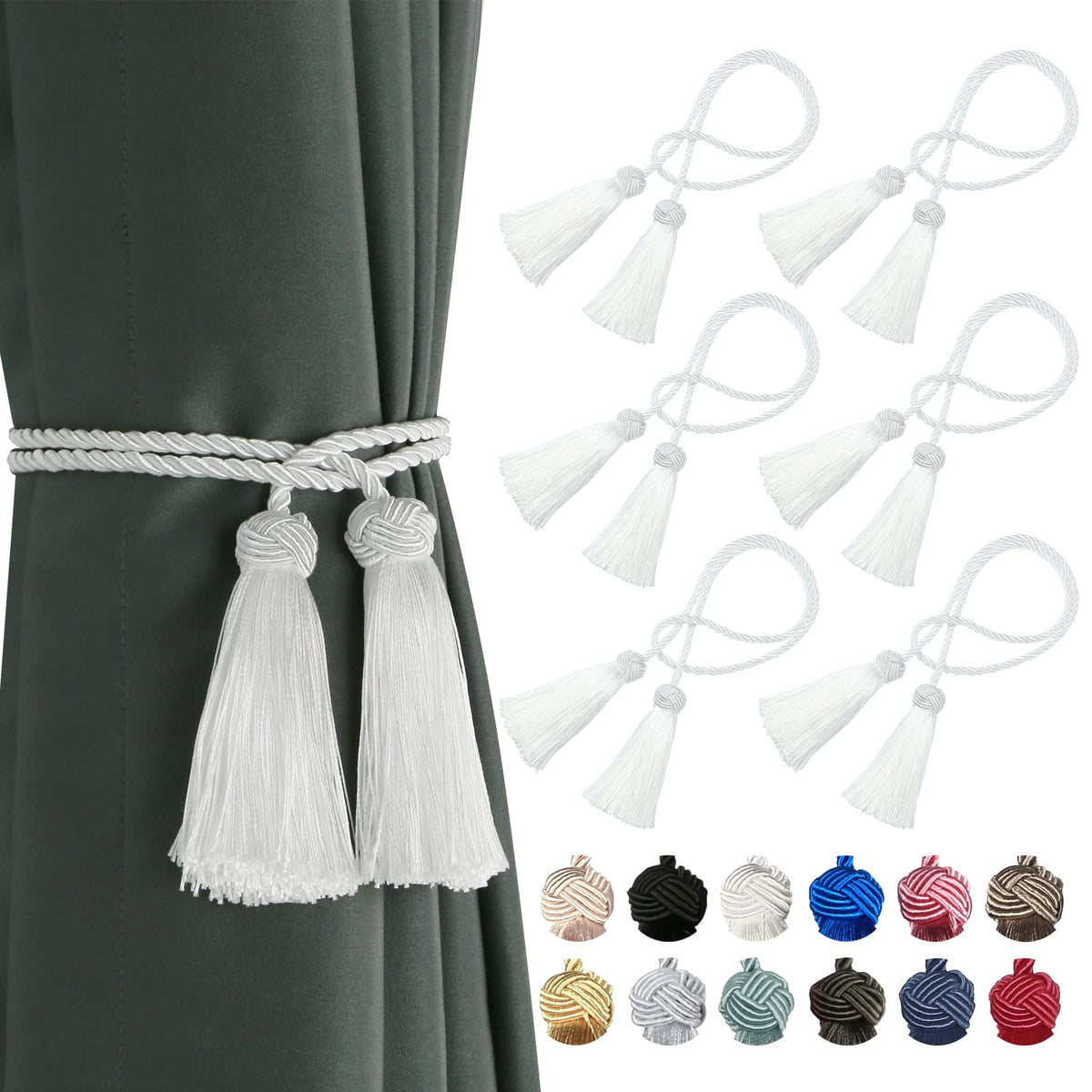 BEL AVENIR 2 Pack Handmade Rope Tassel Curtain Tiebacks