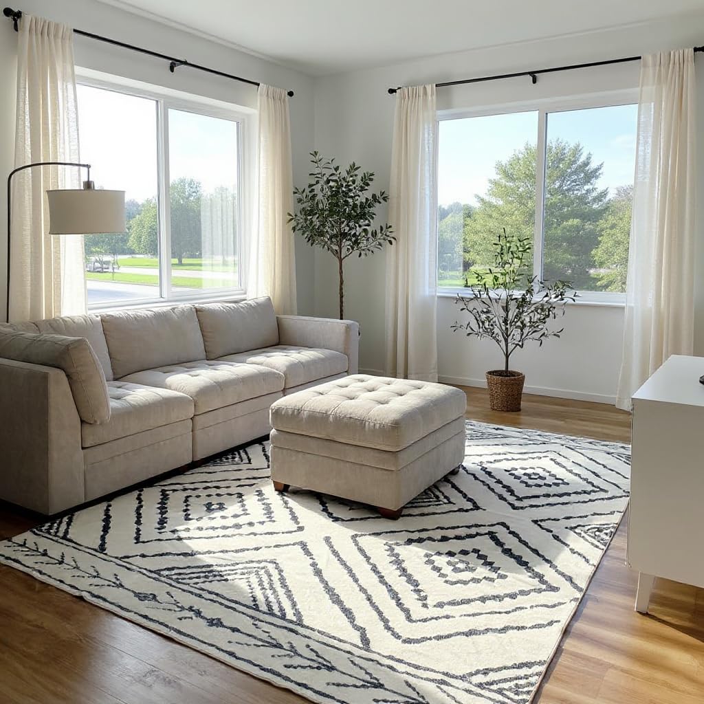 BESTSWEETIE 5'x7' Washable Area Rug for Living Room Bedroom Yellowbrown